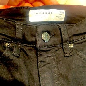 TopShop Jaime black jeans distressed at knees size W26 L32 make me an offer:)
